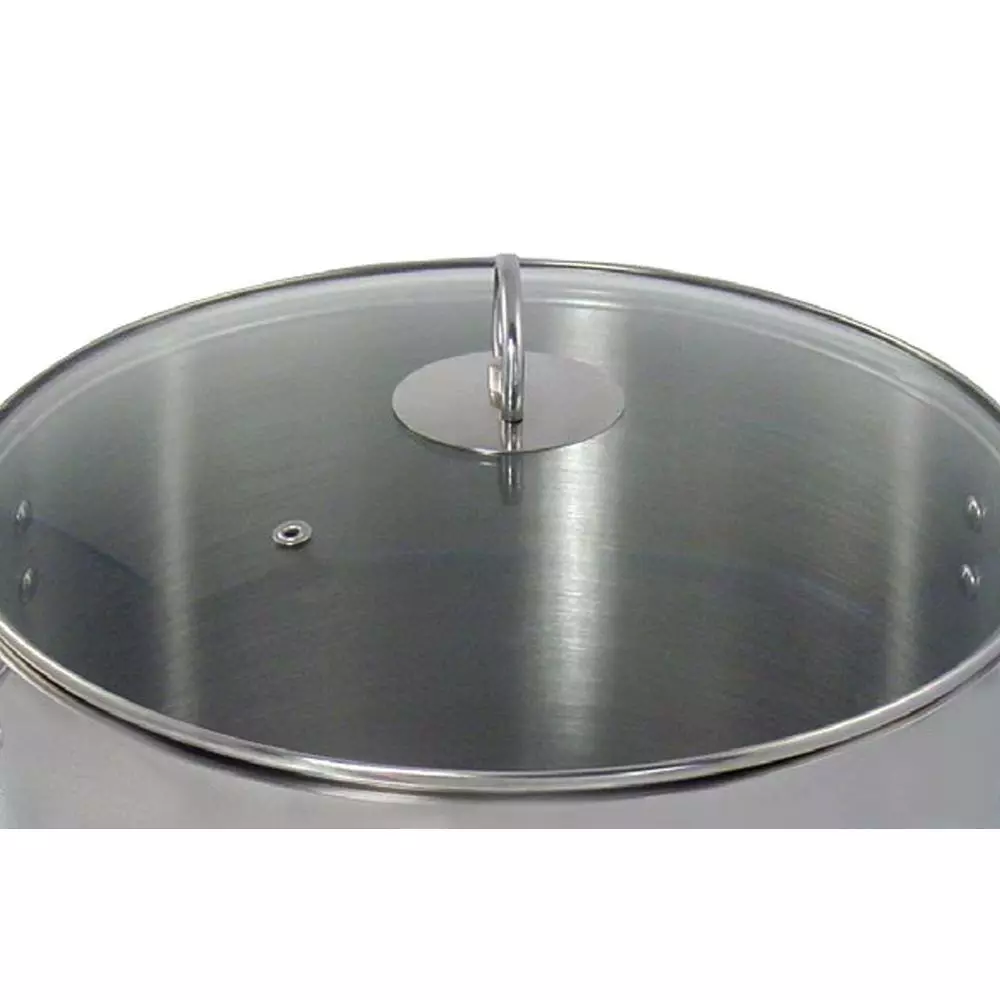 Professional 20 qt. Stamped Steel Stock Pot in Stainless Steel with Glass Lid by Camerons Products 6 Professional 20 qt. Stamped Steel Stock Pot in Stainless Steel with Glass Lid by Camerons Products - Image 4