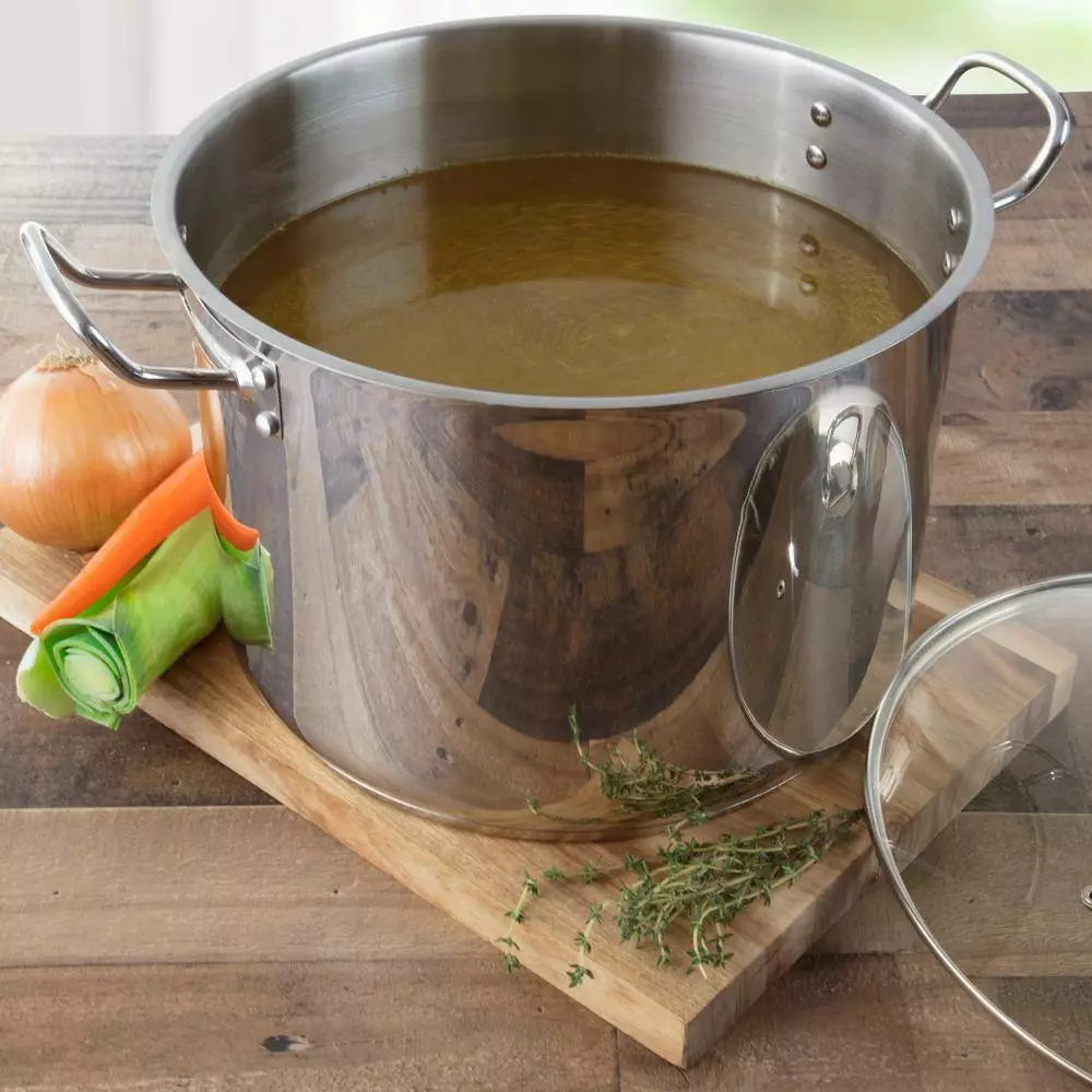 Professional 20 qt. Stamped Steel Stock Pot in Stainless Steel with Glass Lid by Camerons Products 5 Professional 20 qt. Stamped Steel Stock Pot in Stainless Steel with Glass Lid by Camerons Products - Image 3