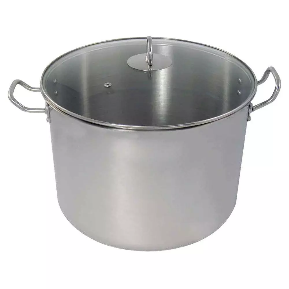 Professional 20 qt. Stamped Steel Stock Pot in Stainless Steel with Glass Lid by Camerons Products 4 Professional 20 qt. Stamped Steel Stock Pot in Stainless Steel with Glass Lid by Camerons Products - Image 2