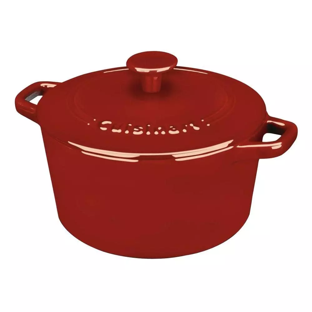 Chef's Classic 3 qt. Oval Cast Iron Dutch Oven in Cardinal Red with Lid by Cuisinart 3 Chef's Classic 3 qt. Oval Cast Iron Dutch Oven in Cardinal Red with Lid by Cuisinart