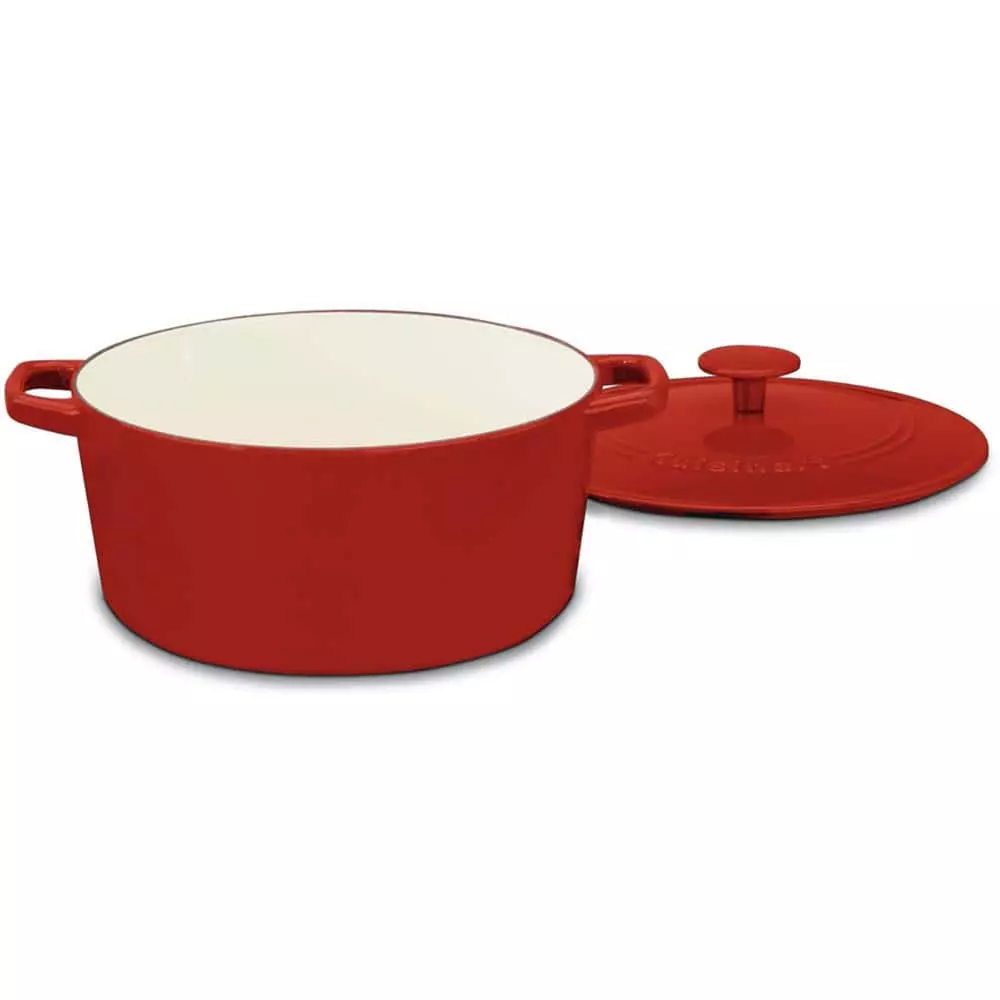 Chef's Classic 3 qt. Oval Cast Iron Dutch Oven in Cardinal Red with Lid by Cuisinart 4 Chef's Classic 3 qt. Oval Cast Iron Dutch Oven in Cardinal Red with Lid by Cuisinart - Image 2