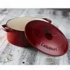 Chef's Classic 5.5 qt. Oval Cast Iron Dutch Oven in Cardinal Red with Lid by Cuisinart 9 Chef's Classic 5.5 qt. Oval Cast Iron Dutch Oven in Cardinal Red with Lid by Cuisinart -Cookware Sales Shop cardinal red cuisinart dutch ovens ci755 30cr 31 1000