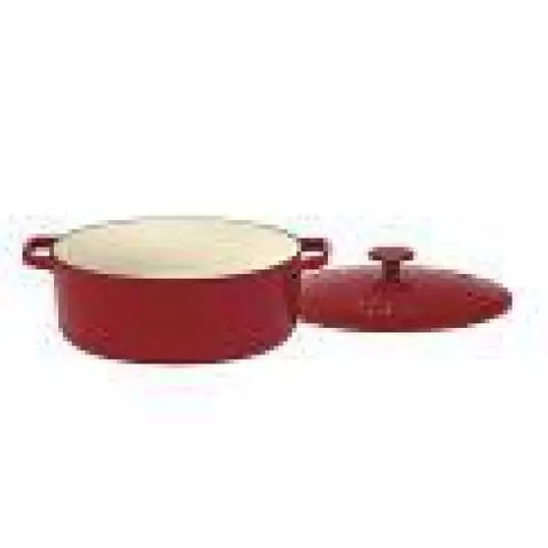 Chef's Classic 5.5 qt. Oval Cast Iron Dutch Oven in Cardinal Red with Lid by Cuisinart 5 Chef's Classic 5.5 qt. Oval Cast Iron Dutch Oven in Cardinal Red with Lid by Cuisinart - Image 3
