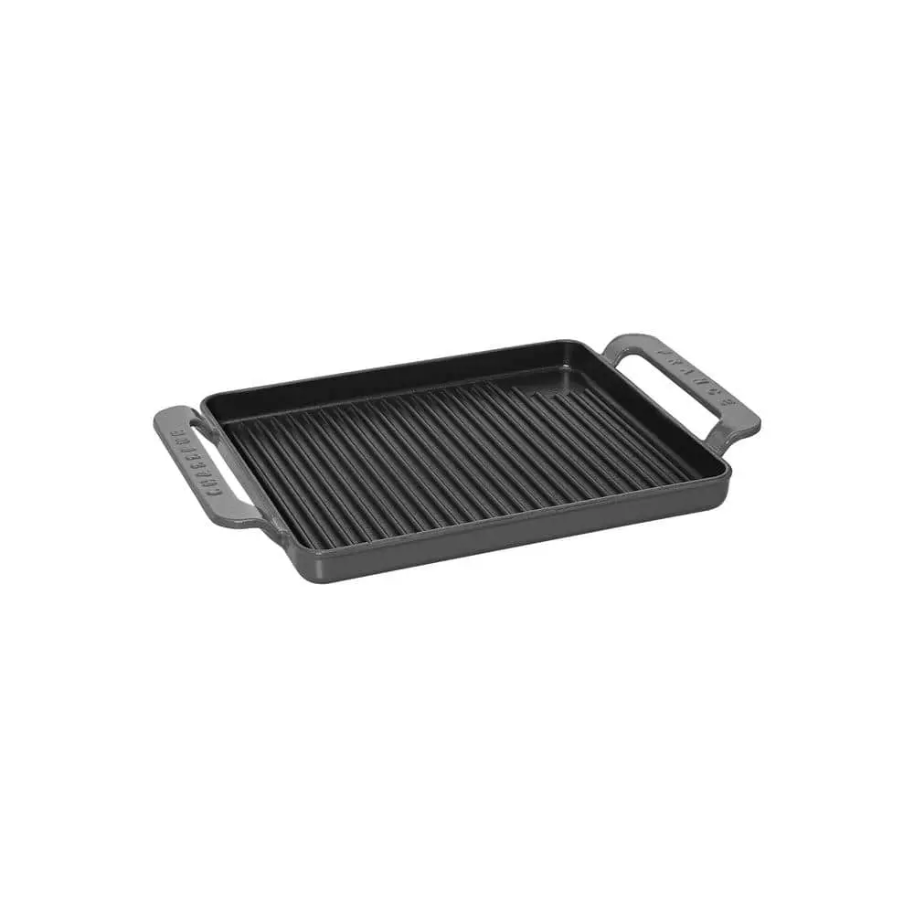 10 in. Chasseur French Caviar Grey Rectangular 1-Piece Enameled Cast Iron Grill by French Home 3 10 in. Chasseur French Caviar Grey Rectangular 1-Piece Enameled Cast Iron Grill by French Home
