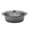 French Enameled 6 qt. Oval Cast Iron Dutch Oven in Caviar Grey with Lid by Chasseur 2 French Enameled 6 qt. Oval Cast Iron Dutch Oven in Caviar Grey with Lid by Chasseur -Cookware Sales Shop caviar grey chasseur dutch ovens ci 3731c ci 162 64 1000