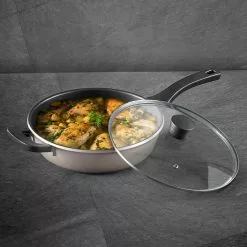 4 qt. Aluminum Saute Pan with Lid by BERGNER 17 4 qt. Aluminum Saute Pan with Lid by BERGNER -Cookware Sales Shop champagne saute pans bgus14005chp 31 1000