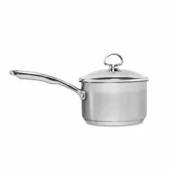 Induction 21 Steel 2 qt. Stainless Steel Sauce Pan in Brushed Stainless Steel with Glass Lid by Chantal -Cookware Sales Shop chantal sauce pans slin35 162 44 1000