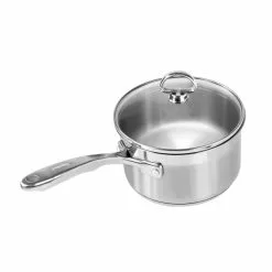 Induction 21 Steel 2 qt. Stainless Steel Sauce Pan in Brushed Stainless Steel with Glass Lid by Chantal
