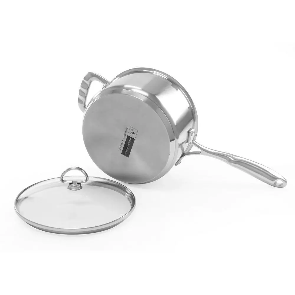 Induction 21 Steel 3.5 qt. Stainless Steel Sauce Pan in Brushed Stainless Steel with Glass Lid by Chantal 6 Induction 21 Steel 3.5 qt. Stainless Steel Sauce Pan in Brushed Stainless Steel with Glass Lid by Chantal - Image 4