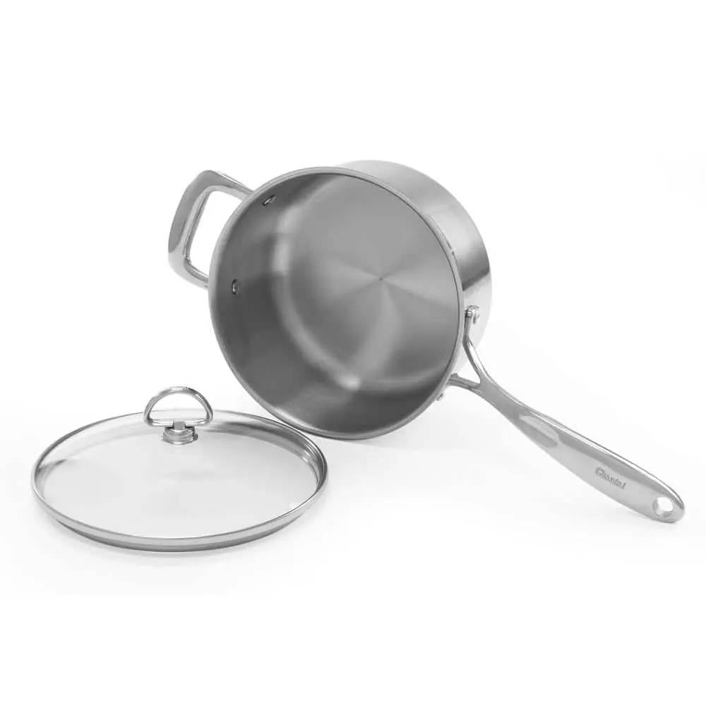 Induction 21 Steel 3.5 qt. Stainless Steel Sauce Pan in Brushed Stainless Steel with Glass Lid by Chantal 5 Induction 21 Steel 3.5 qt. Stainless Steel Sauce Pan in Brushed Stainless Steel with Glass Lid by Chantal - Image 3