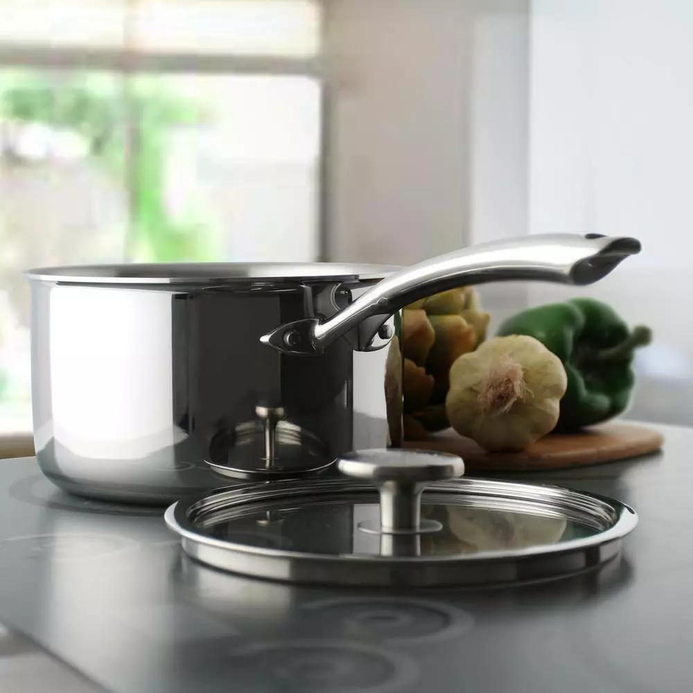 3.Clad Tri-Ply 2.5 qt. Stainless Steel Sauce Pan in Polished Stainless Steel with Glass Lid by Chantal 4 3.Clad Tri-Ply 2.5 qt. Stainless Steel Sauce Pan in Polished Stainless Steel with Glass Lid by Chantal - Image 2