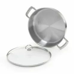 Induction 21 Steel 5 qt. Stainless Steel Saute Pan in Brushed Stainless Steel with Glass Lid by Chantal 10 Induction 21 Steel 5 qt. Stainless Steel Saute Pan in Brushed Stainless Steel with Glass Lid by Chantal -Cookware Sales Shop chantal saute pans slin29 280 4f 1000