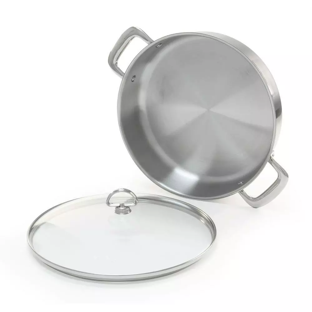 Induction 21 Steel 5 qt. Stainless Steel Saute Pan in Brushed Stainless Steel with Glass Lid by Chantal 5 Induction 21 Steel 5 qt. Stainless Steel Saute Pan in Brushed Stainless Steel with Glass Lid by Chantal - Image 3