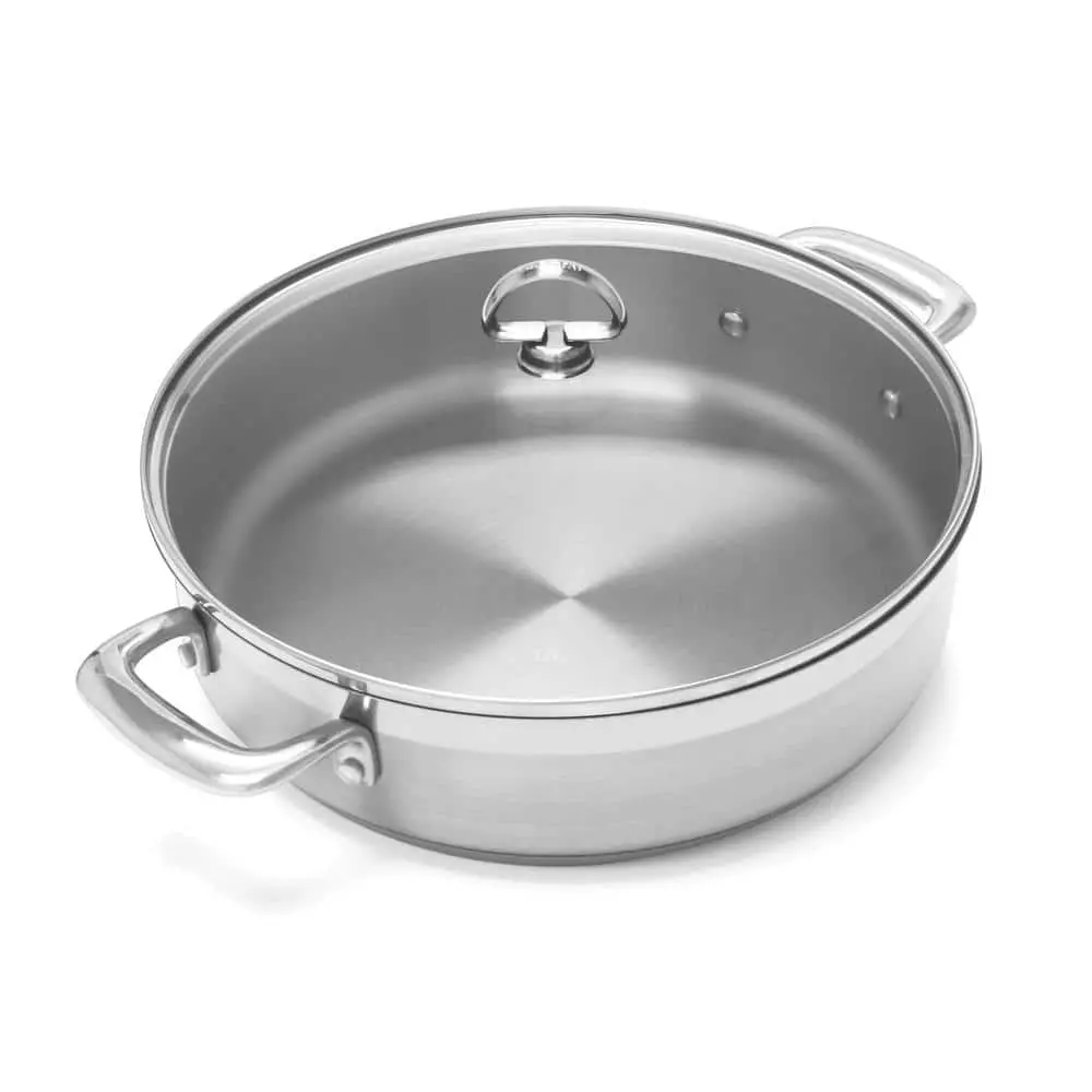 Induction 21 Steel 5 qt. Stainless Steel Saute Pan in Brushed Stainless Steel with Glass Lid by Chantal 3 Induction 21 Steel 5 qt. Stainless Steel Saute Pan in Brushed Stainless Steel with Glass Lid by Chantal