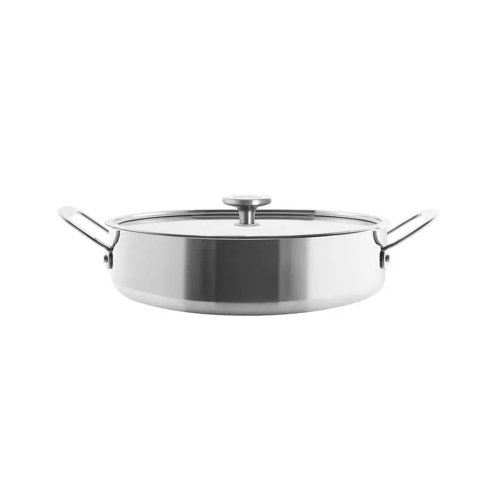 3.Clad Tri-Ply 5 qt. Stainless Steel Saute Pan in Polished Stainless Steel with Glass Lid by Chantal 3 3.Clad Tri-Ply 5 qt. Stainless Steel Saute Pan in Polished Stainless Steel with Glass Lid by Chantal