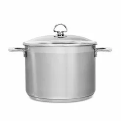 Induction 21 Steel 8 qt. Stainless Steel Stock Pot in Brushed Stainless Steel with Glass Lid by Chantal 12 Induction 21 Steel 8 qt. Stainless Steel Stock Pot in Brushed Stainless Steel with Glass Lid by Chantal -Cookware Sales Shop chantal stock pots slin33 240 44 1000