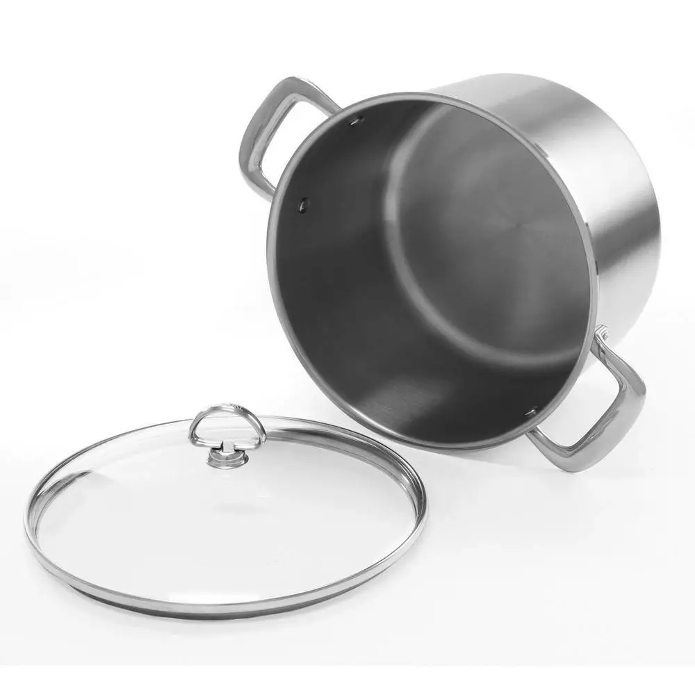 Induction 21 Steel 8 qt. Stainless Steel Stock Pot in Brushed Stainless Steel with Glass Lid by Chantal 5 Induction 21 Steel 8 qt. Stainless Steel Stock Pot in Brushed Stainless Steel with Glass Lid by Chantal - Image 3