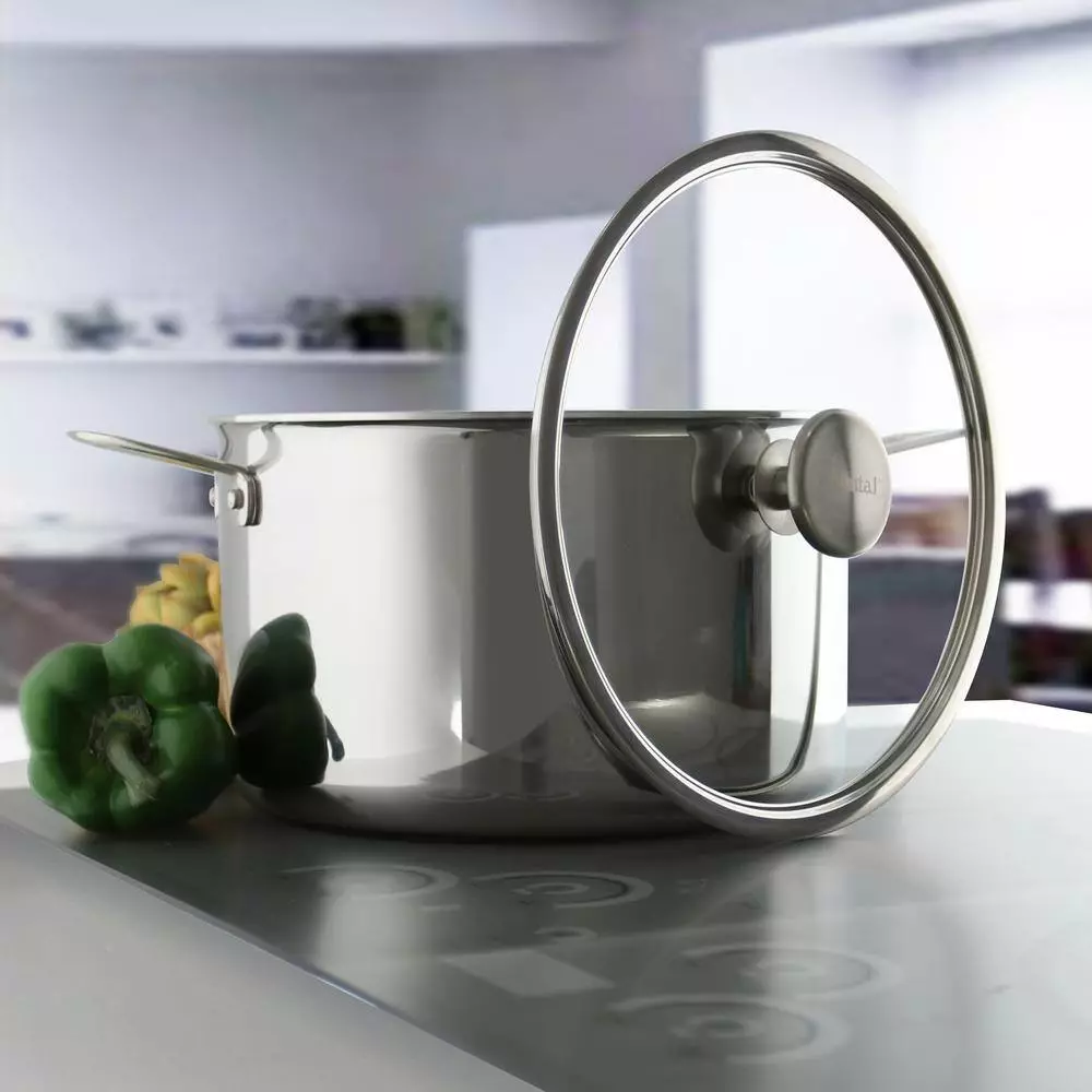 3.Clad Tri-Ply 7 qt. Stainless Steel Stock Pot in Polished Stainless Steel with Glass Lid by Chantal 4 3.Clad Tri-Ply 7 qt. Stainless Steel Stock Pot in Polished Stainless Steel with Glass Lid by Chantal - Image 2