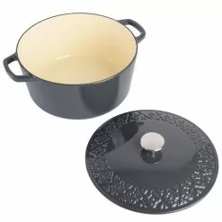 Savory Saffron 6 qt. Enameled Cast Iron Dutch Oven with Lid in Charcoal by Spice BY TIA MOWRY -Cookware Sales Shop charcoal dutch ovens 985118381m 44 1000