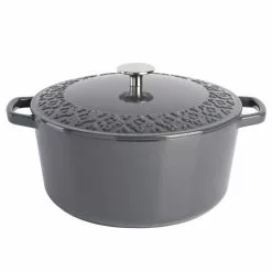 Savory Saffron 6 qt. Enameled Cast Iron Dutch Oven with Lid in Charcoal by Spice BY TIA MOWRY
