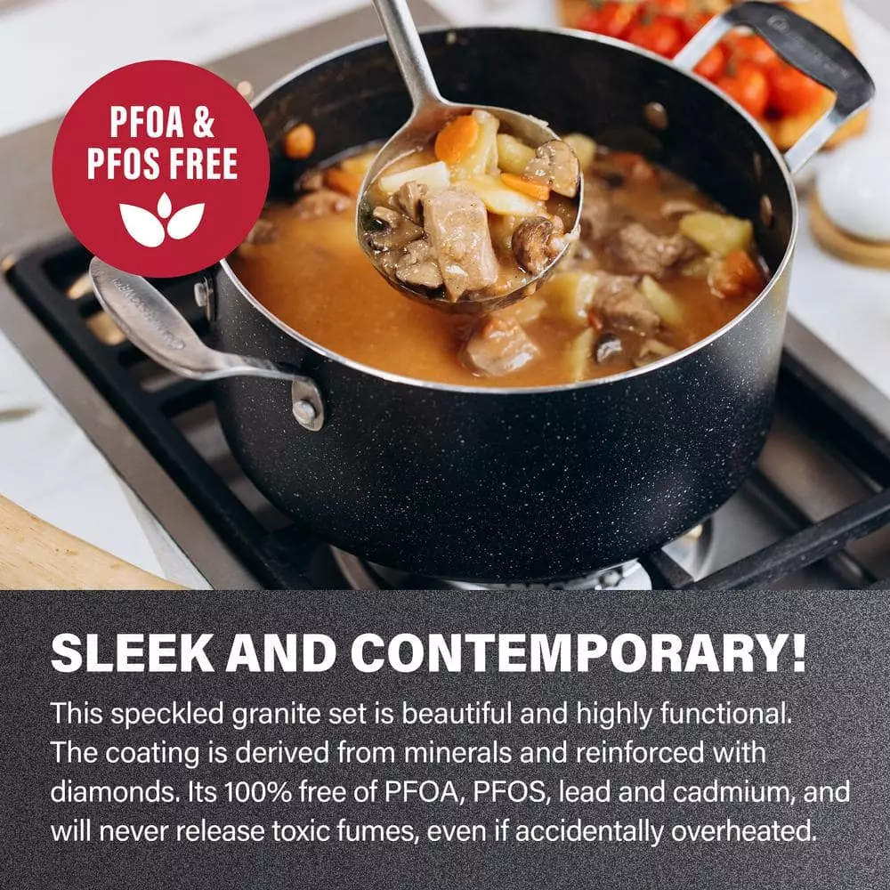 10-Piece Aluminum Ultra-Durable Non-Stick Diamond Infused Cookware Set with Glass Lids by GRANITESTONE 7 10-Piece Aluminum Ultra-Durable Non-Stick Diamond Infused Cookware Set with Glass Lids by GRANITESTONE - Image 5