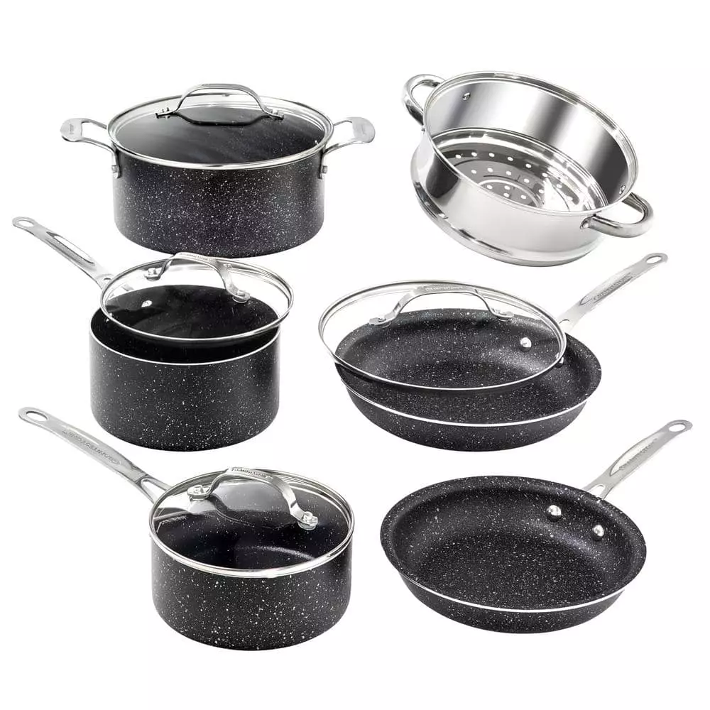 10-Piece Aluminum Ultra-Durable Non-Stick Diamond Infused Cookware Set with Glass Lids by GRANITESTONE 3 10-Piece Aluminum Ultra-Durable Non-Stick Diamond Infused Cookware Set with Glass Lids by GRANITESTONE