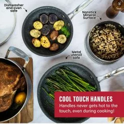 10-Piece Aluminum Ultra-Durable Non-Stick Diamond Infused Cookware Set with Glass Lids by GRANITESTONE 15 10-Piece Aluminum Ultra-Durable Non-Stick Diamond Infused Cookware Set with Glass Lids by GRANITESTONE -Cookware Sales Shop charcoal granitestone pot pan sets 2228 fa 1000