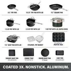 20-Piece Aluminum Ultra-Durable Non-Stick Diamond Infused Cookware and Bakeware Set by GRANITESTONE 16 20-Piece Aluminum Ultra-Durable Non-Stick Diamond Infused Cookware and Bakeware Set by GRANITESTONE -Cookware Sales Shop charcoal granitestone pot pan sets 7081 4f 1000