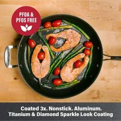 14 in. Aluminum Ultra-Durable Diamond Infused Family Skillet with Helper Handle by GRANITESTONE 10 14 in. Aluminum Ultra-Durable Diamond Infused Family Skillet with Helper Handle by GRANITESTONE -Cookware Sales Shop charcoal granitestone skillets 2592 4f 1000