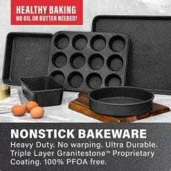 Professional 5-Piece Titanium and Diamond Infused Non-Stick Bakeware Set by GRANITESTONE 14 Professional 5-Piece Titanium and Diamond Infused Non-Stick Bakeware Set by GRANITESTONE -Cookware Sales Shop charcoal granitestone skillets 2824 1f 1000