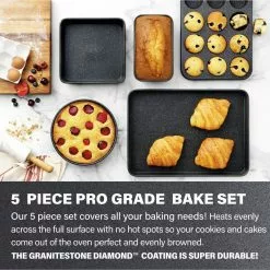 Professional 5-Piece Titanium and Diamond Infused Non-Stick Bakeware Set by GRANITESTONE 12 Professional 5-Piece Titanium and Diamond Infused Non-Stick Bakeware Set by GRANITESTONE -Cookware Sales Shop charcoal granitestone skillets 2824 c3 1000