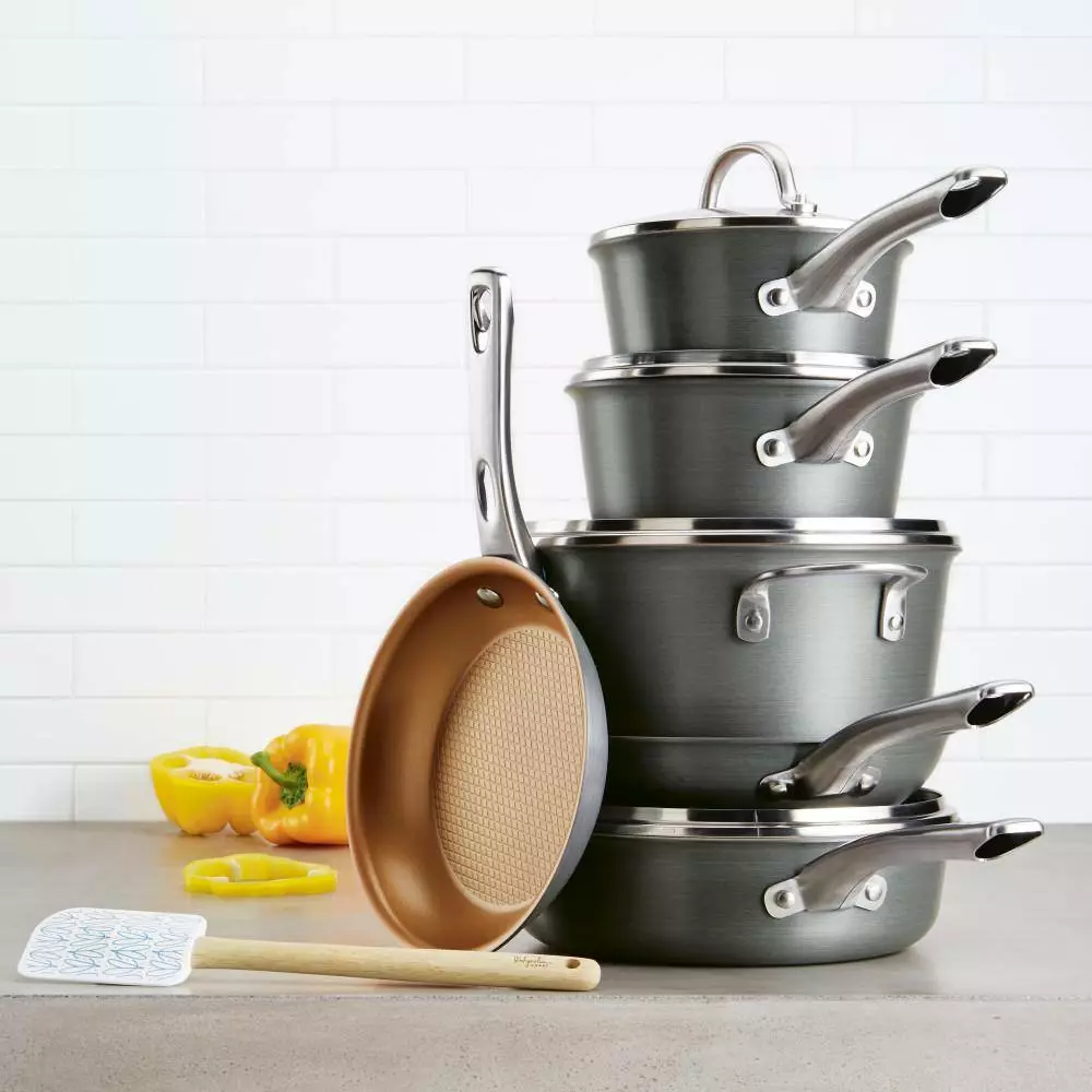 Home Collection 11-Piece Hard-Anodized Aluminum Nonstick Cookware Set in Charcoal Gray by Ayesha Curry 12 Home Collection 11-Piece Hard-Anodized Aluminum Nonstick Cookware Set in Charcoal Gray by Ayesha Curry - Image 10
