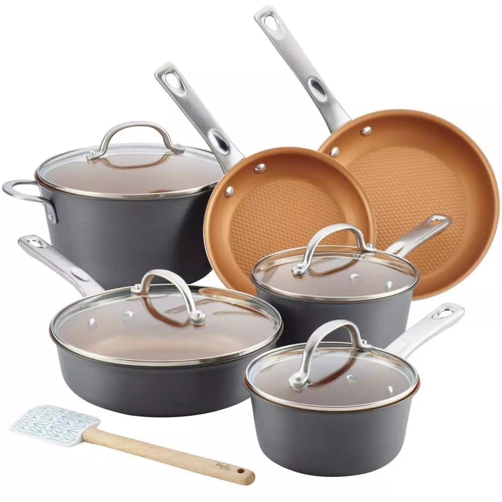 Home Collection 11-Piece Hard-Anodized Aluminum Nonstick Cookware Set in Charcoal Gray by Ayesha Curry 3 Home Collection 11-Piece Hard-Anodized Aluminum Nonstick Cookware Set in Charcoal Gray by Ayesha Curry