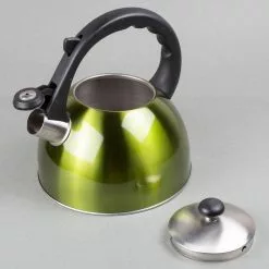 Satin Splendor 11.2-Cup Stovetop Tea Kettle in Chartreuse by Creative Home 11 Satin Splendor 11.2-Cup Stovetop Tea Kettle in Chartreuse by Creative Home -Cookware Sales Shop chartreuse creative home tea kettles 77006 4f 1000