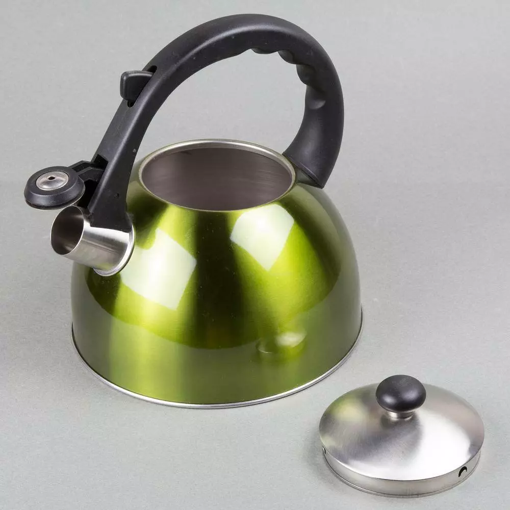 Satin Splendor 11.2-Cup Stovetop Tea Kettle in Chartreuse by Creative Home 5 Satin Splendor 11.2-Cup Stovetop Tea Kettle in Chartreuse by Creative Home - Image 3