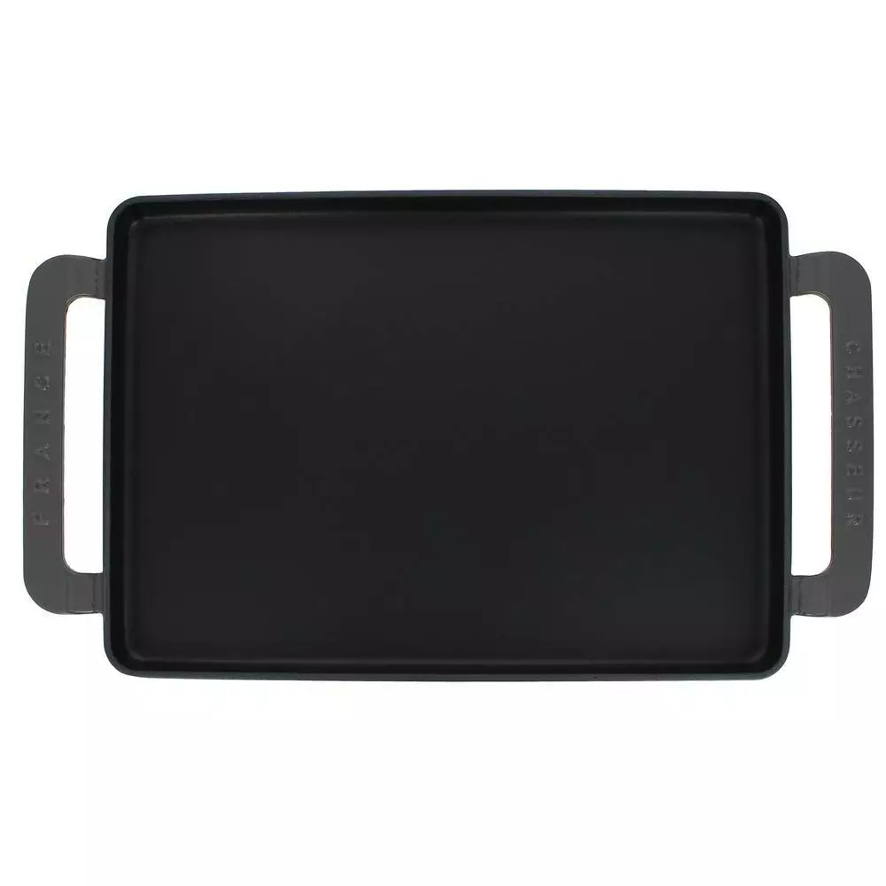 French Enameled 14 in. Rectangular Cast Iron Griddle in Caviar Grey by Chasseur 4 French Enameled 14 in. Rectangular Cast Iron Griddle in Caviar Grey by Chasseur - Image 2
