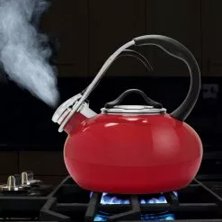 Classic Loop 7.2-cups Enamel-On-Steel Chili Red Tea Kettle by Chantal -Cookware Sales Shop chili red chantal tea kettles 37 loop re 1f 1000