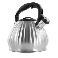 Donato 2.5 Qt. Stainless Steel Round Whistling Tea Kettle Brushed Chrome by Mr. Coffee