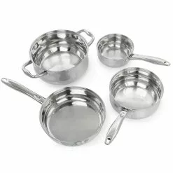 Bransonville 7-Piece Stainless Steel Cookware Set in Chrome by Oster -Cookware Sales Shop chrome oster pot pan sets 985115267m 4f 1000