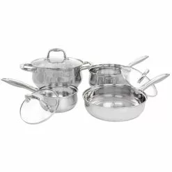 Bransonville 7-Piece Stainless Steel Cookware Set in Chrome by Oster