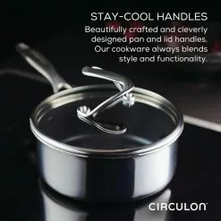 Clad Stainless Steel 2 qt. Stainless Steel Saucepan Silver with Glass Lid by Circulon 13 Clad Stainless Steel 2 qt. Stainless Steel Saucepan Silver with Glass Lid by Circulon -Cookware Sales Shop circulon sauce pans 30014 1f 1000