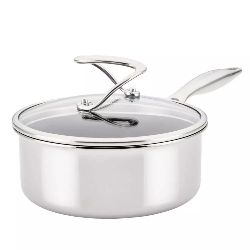 Clad Stainless Steel 2 qt. Stainless Steel Saucepan Silver with Glass Lid by Circulon 3 Clad Stainless Steel 2 qt. Stainless Steel Saucepan Silver with Glass Lid by Circulon