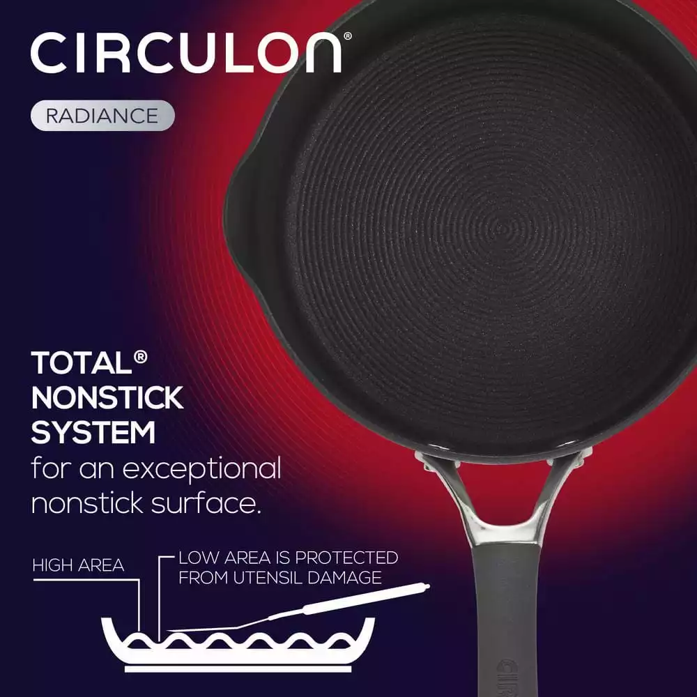 Radiance 3 qt. Hard-Anodized Aluminum Nonstick Sauce Pan in Gray with Glass Lid by Circulon 9 Radiance 3 qt. Hard-Anodized Aluminum Nonstick Sauce Pan in Gray with Glass Lid by Circulon - Image 7