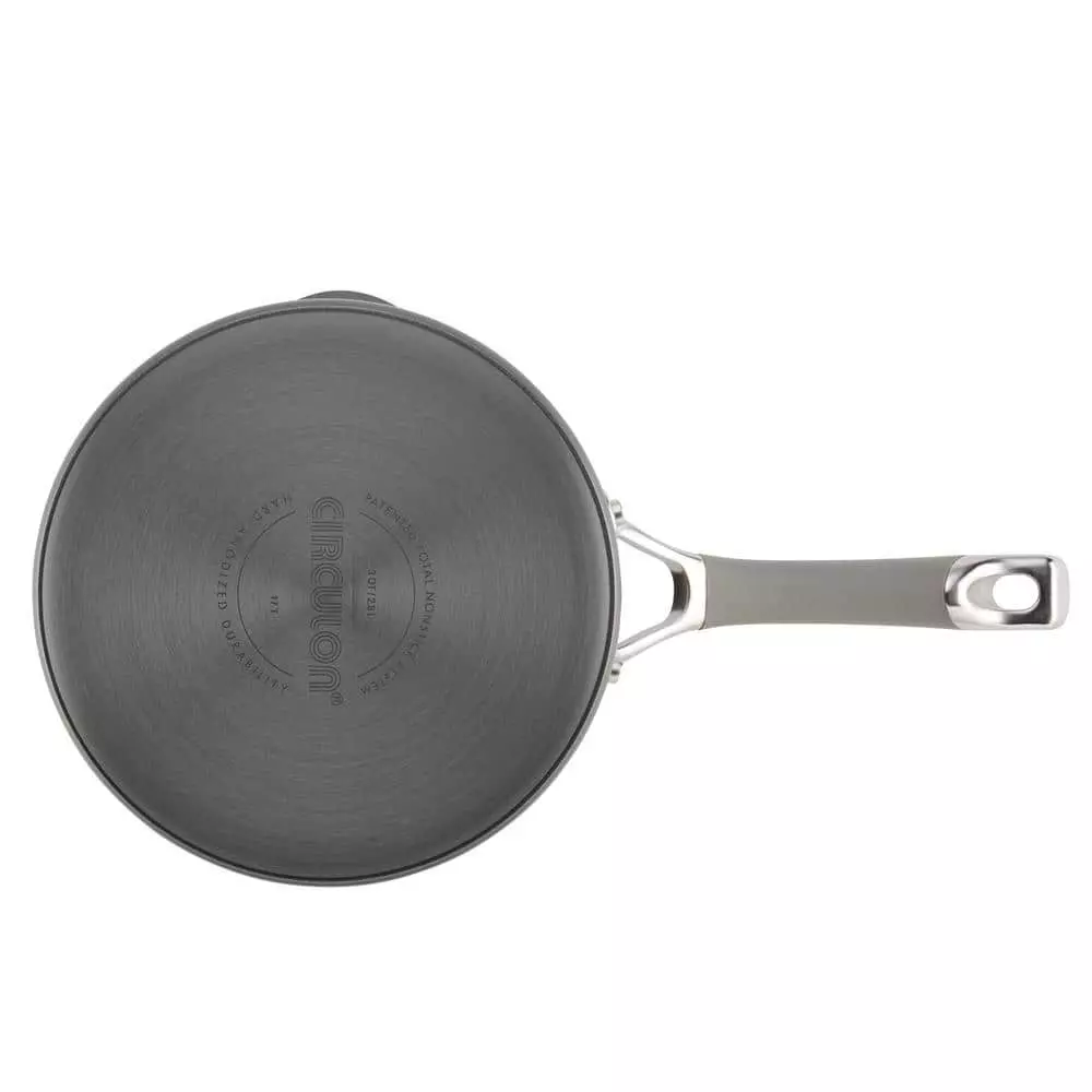 Elementum 3 qt. Hard-Anodized Aluminum Nonstick Sauce Pan in Oyster Gray with Glass Lid by Circulon 5 Elementum 3 qt. Hard-Anodized Aluminum Nonstick Sauce Pan in Oyster Gray with Glass Lid by Circulon - Image 3