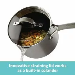 Elementum 3 qt. Hard-Anodized Aluminum Nonstick Sauce Pan in Oyster Gray with Glass Lid by Circulon 18 Elementum 3 qt. Hard-Anodized Aluminum Nonstick Sauce Pan in Oyster Gray with Glass Lid by Circulon -Cookware Sales Shop circulon sauce pans 84567 4f 1000