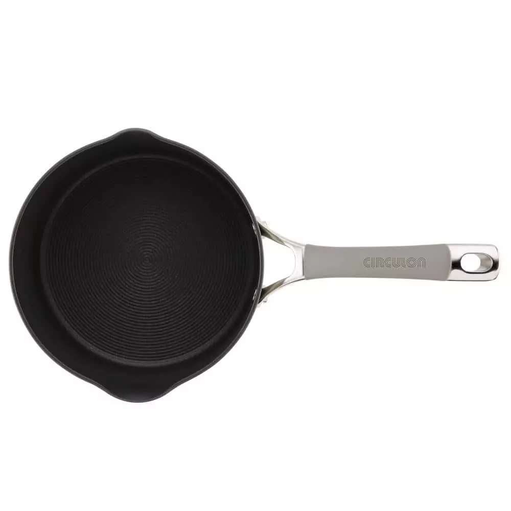 Elementum 3 qt. Hard-Anodized Aluminum Nonstick Sauce Pan in Oyster Gray with Glass Lid by Circulon 4 Elementum 3 qt. Hard-Anodized Aluminum Nonstick Sauce Pan in Oyster Gray with Glass Lid by Circulon - Image 2