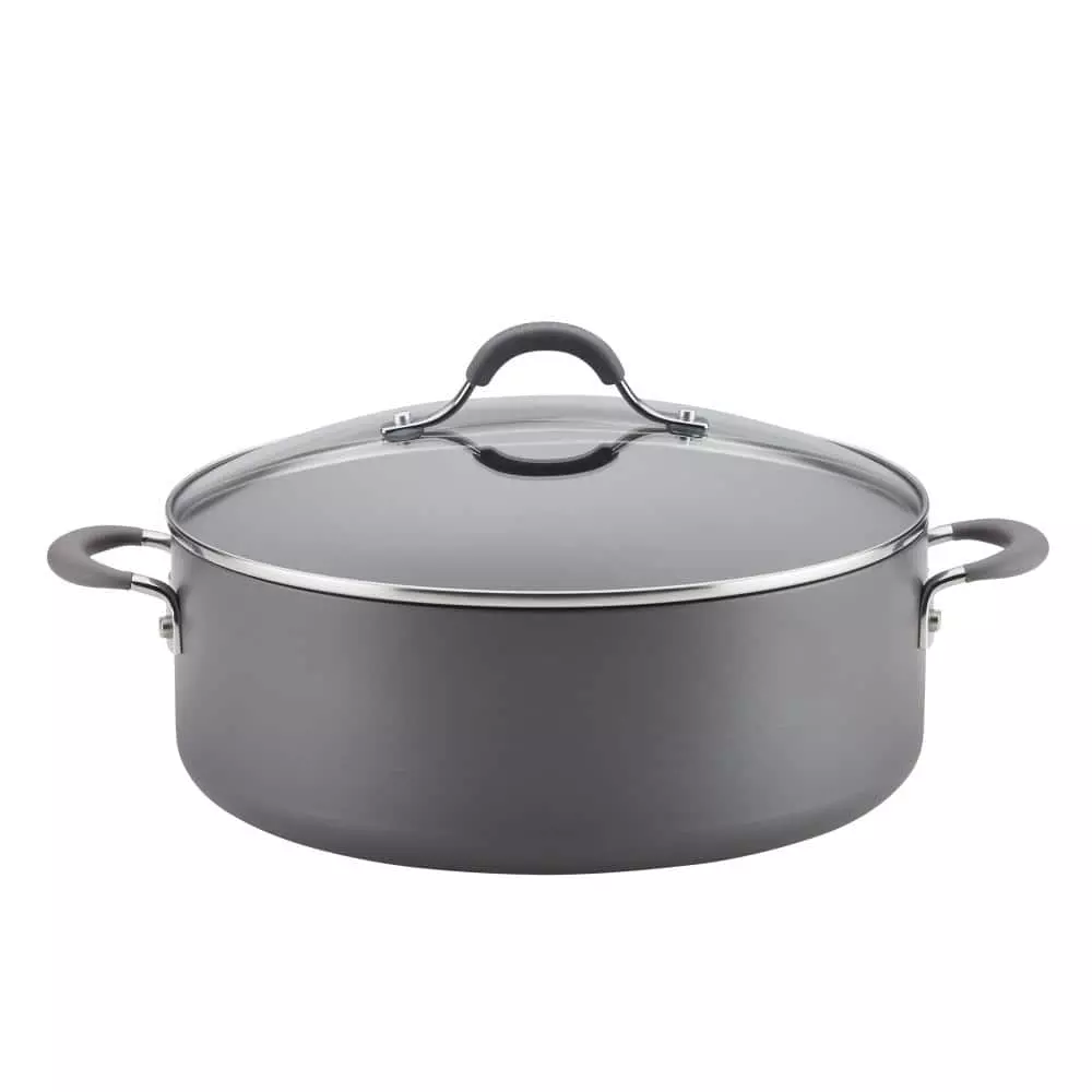 Radiance 7.5 qt. Hard-Anodized Aluminum Nonstick Stock Pot in Gray with Glass Lid by Circulon 3 Radiance 7.5 qt. Hard-Anodized Aluminum Nonstick Stock Pot in Gray with Glass Lid by Circulon