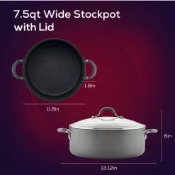 Radiance 7.5 qt. Hard-Anodized Aluminum Nonstick Stock Pot in Gray with Glass Lid by Circulon 15 Radiance 7.5 qt. Hard-Anodized Aluminum Nonstick Stock Pot in Gray with Glass Lid by Circulon -Cookware Sales Shop circulon stock pots 83908 fa 1000
