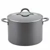 Radiance 10 qt. Hard-Anodized Aluminum Nonstick Stock Pot in Gray with Glass Lid by Circulon