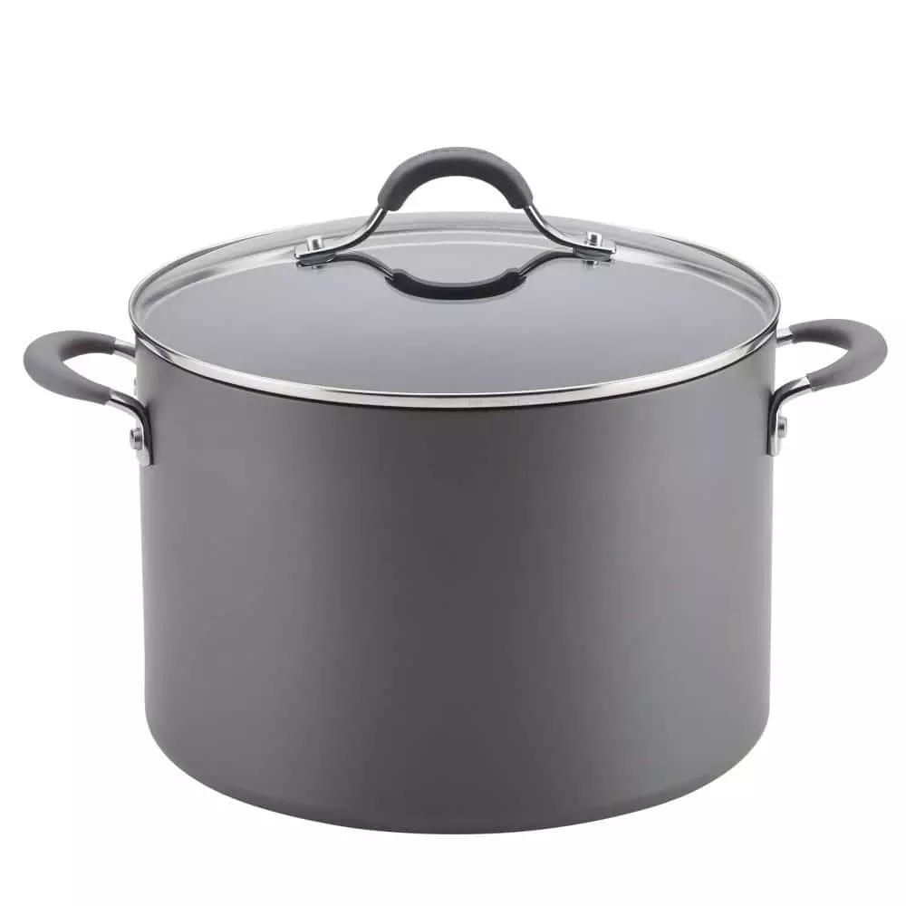 Radiance 10 qt. Hard-Anodized Aluminum Nonstick Stock Pot in Gray with Glass Lid by Circulon 3 Radiance 10 qt. Hard-Anodized Aluminum Nonstick Stock Pot in Gray with Glass Lid by Circulon